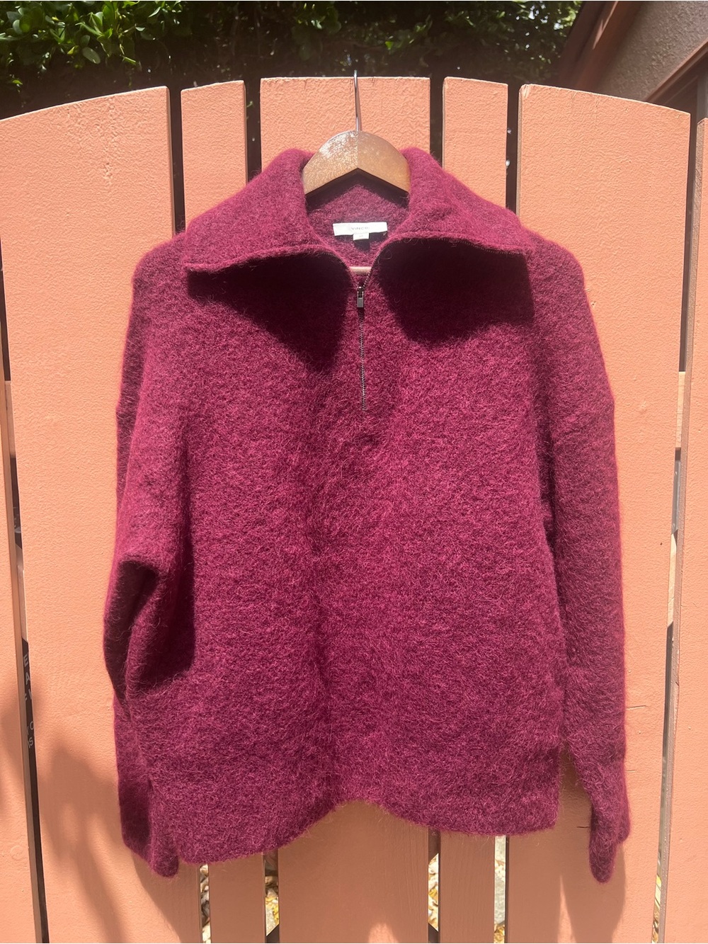 Vince Women's Half-Zip Turtleneck Sweater in Deep Burgundy - Picture 5 of 10